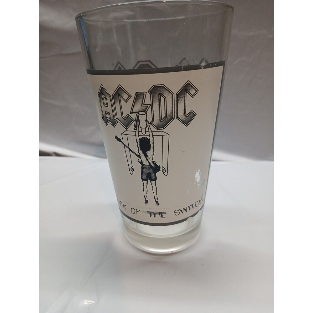 ac/dc flick of the switch Glass Drinking Cup 14 Ounce (